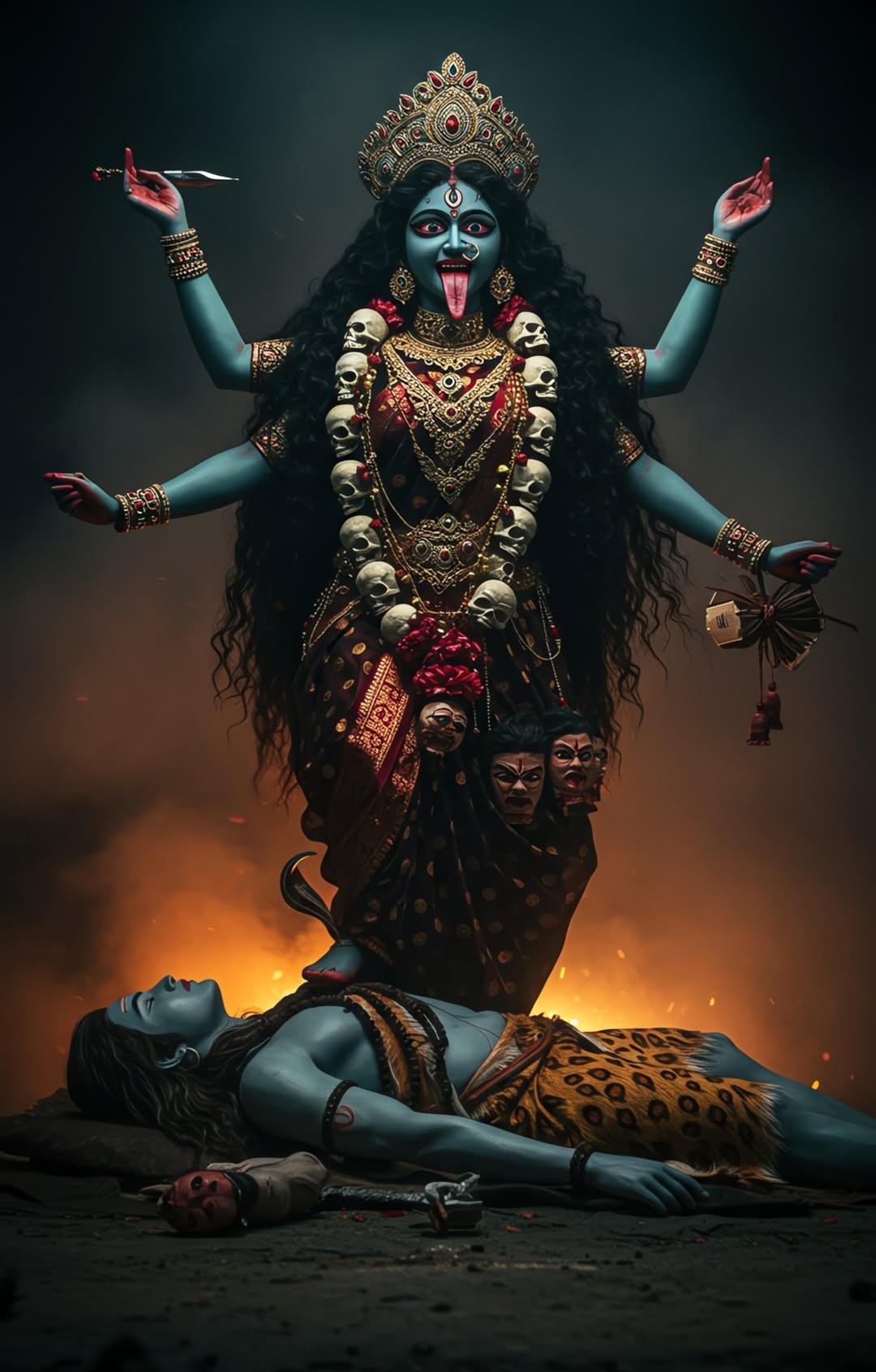 Ugra Roop Goddess Kali Standing Over Lord Shiva - GodsPhoto