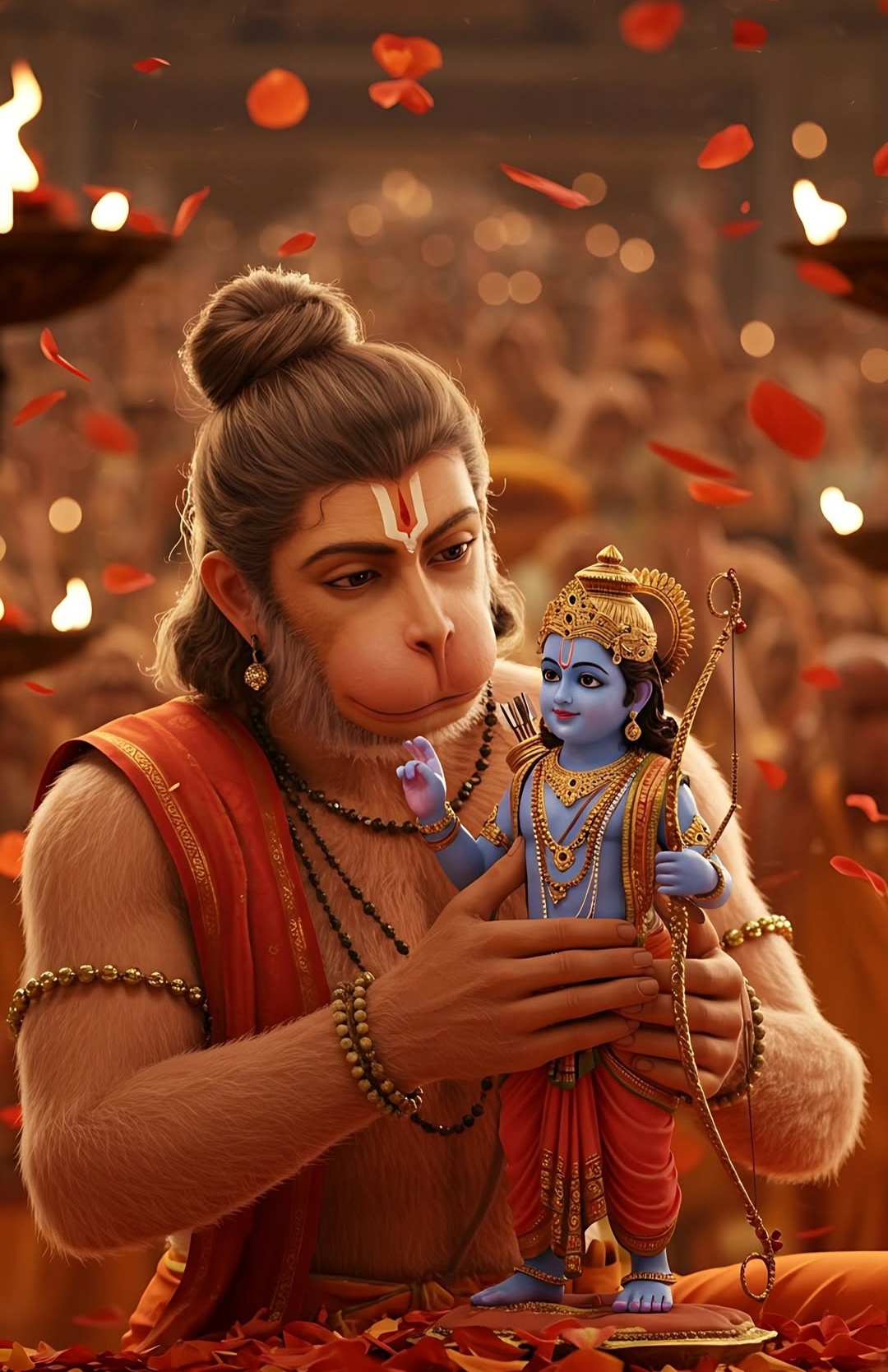 Lord Hanuman with Child Form of Lord Rama - GodsPhoto