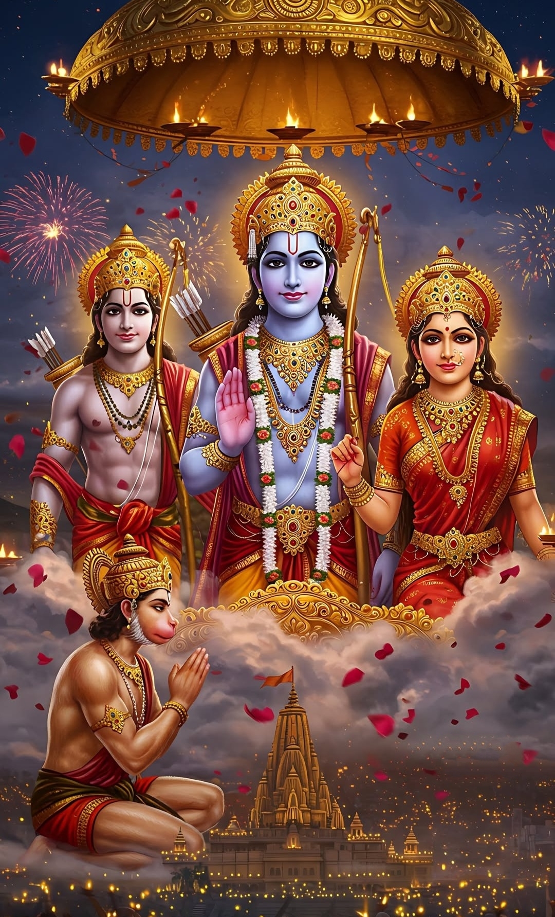 Hanuma Find Rama Lord Rama with Sita, Lakshmana and Hanuman - GodsPhoto